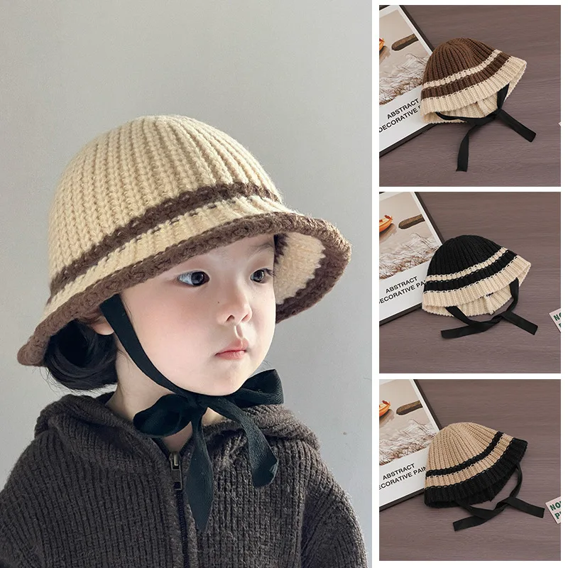 Korean Children Knit Fisherman Hat Kids Winter Warm Woolen Basin Cap Fashion Striped Lace Up Visors 2-6year Baby Sweater Beanies
Korean Children Knit Fisherman Hat Kids Winter Warm Woolen Basin Cap Fashion Striped Lace Up Visors 2-6year Baby Sweater Beanies