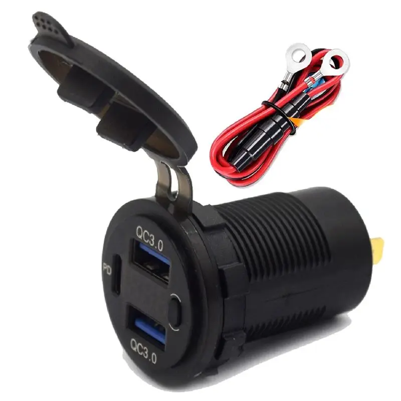 40W PD Type-C Car Switch 24W QC3.0 USB Quick Waterproof Power Delivery Voltmeter With 60Cm Cable-L94A
40W PD Type-C Car Switch 24W QC3.0 USB Quick Waterproof Power Delivery Voltmeter With 60Cm Cable-L94A