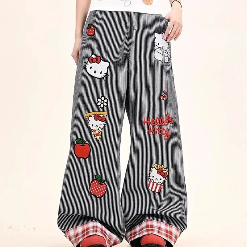 Sanrio Hello Kitty Embroidered Stripe Splicing Casual Pants Women Spring New Loose Jeans Korean Version Versatile Wide Leg Pants
Sanrio Hello Kitty Embroidered Stripe Splicing Casual Pants Women Spring New Loose Jeans Korean Version Versatile Wide Leg Pants
