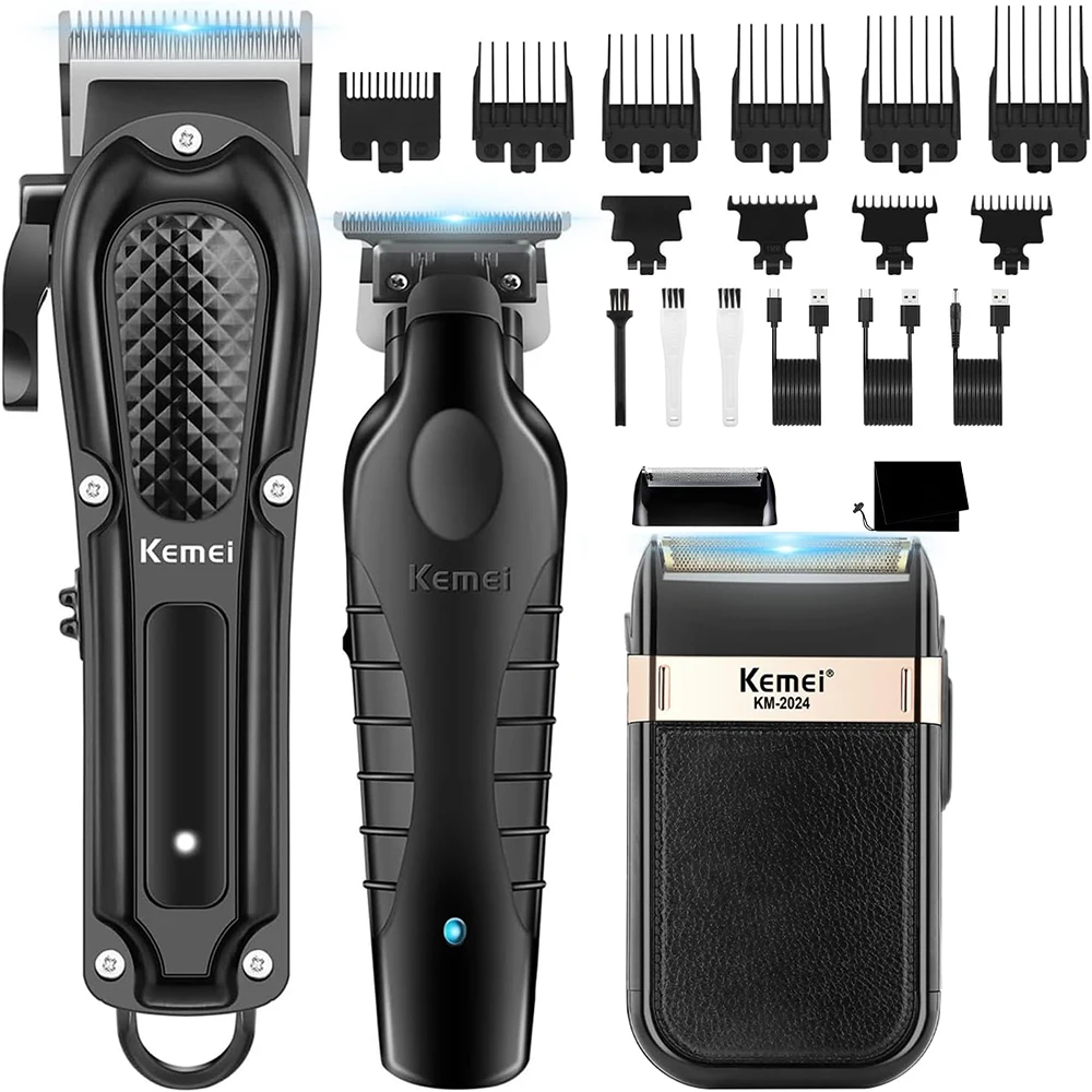 Kemei Barber Hair Clippers KM-1071 KM-2299 KM-2024 USB Rechargeable Cordless Beard Shaver Powerful Electric Hair Trimmer Kit
Kemei Barber Hair Clippers KM-1071 KM-2299 KM-2024 USB Rechargeable Cordless Beard Shaver Powerful Electric Hair Trimmer Kit