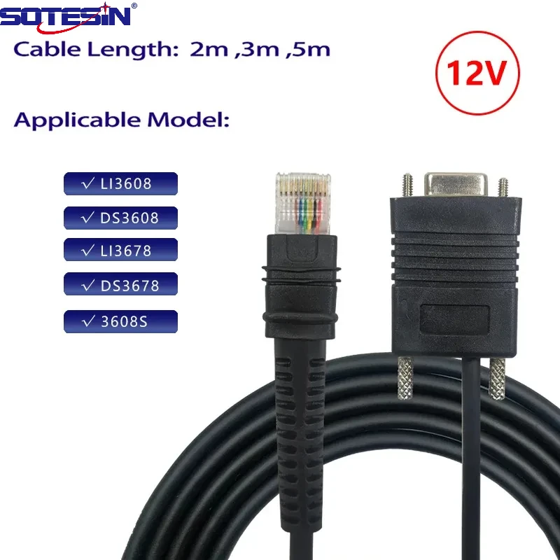 SOTESIN 3m RS232 coiled barcode scanner cable For Zebra LI3608 LI3678 DS3608 DS3678 VCC 12V Straight cable
SOTESIN 3m RS232 coiled barcode scanner cable For Zebra LI3608 LI3678 DS3608 DS3678 VCC 12V Straight cable