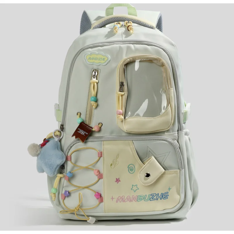 Pastel Green Ita Backpack, Clear Window School Bag with Colorful Bead & Plush Charm, Kawaii Student Daypack for Pin Display
Pastel Green Ita Backpack, Clear Window School Bag with Colorful Bead & Plush Charm, Kawaii Student Daypack for Pin Display