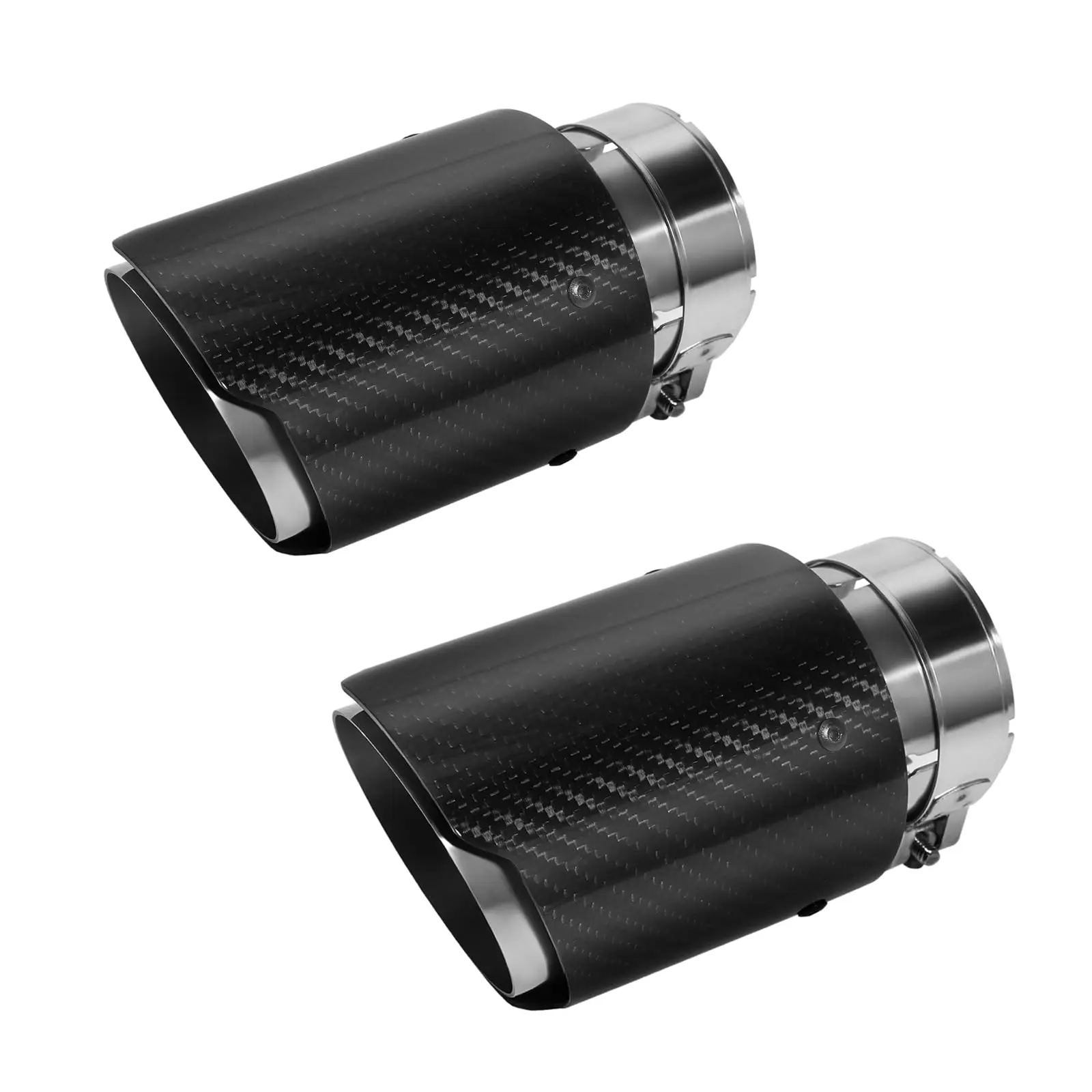 2-Piece Universal Car Exhaust Tips 2.5 Inch Inlet 3.5 Inch Outlet Glossy Carbon Fiber With Stainless Steel Clamp
2-Piece Universal Car Exhaust Tips 2.5 Inch Inlet 3.5 Inch Outlet Glossy Carbon Fiber With Stainless Steel Clamp