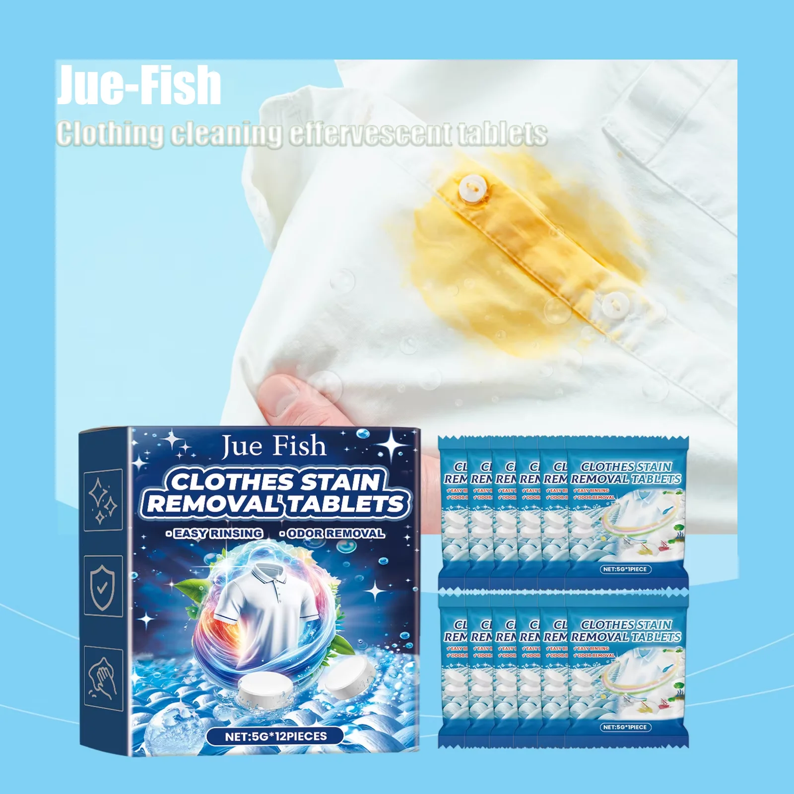 Шипучие таблетки для чистки одежды Jue Fish — удаление пятен от масляных желтых пятен — очиститель стойких пятен для стирки
Шипучие таблетки для чистки одежды Jue Fish — удаление пятен от масляных желтых пятен — очиститель стойких пятен для стирки