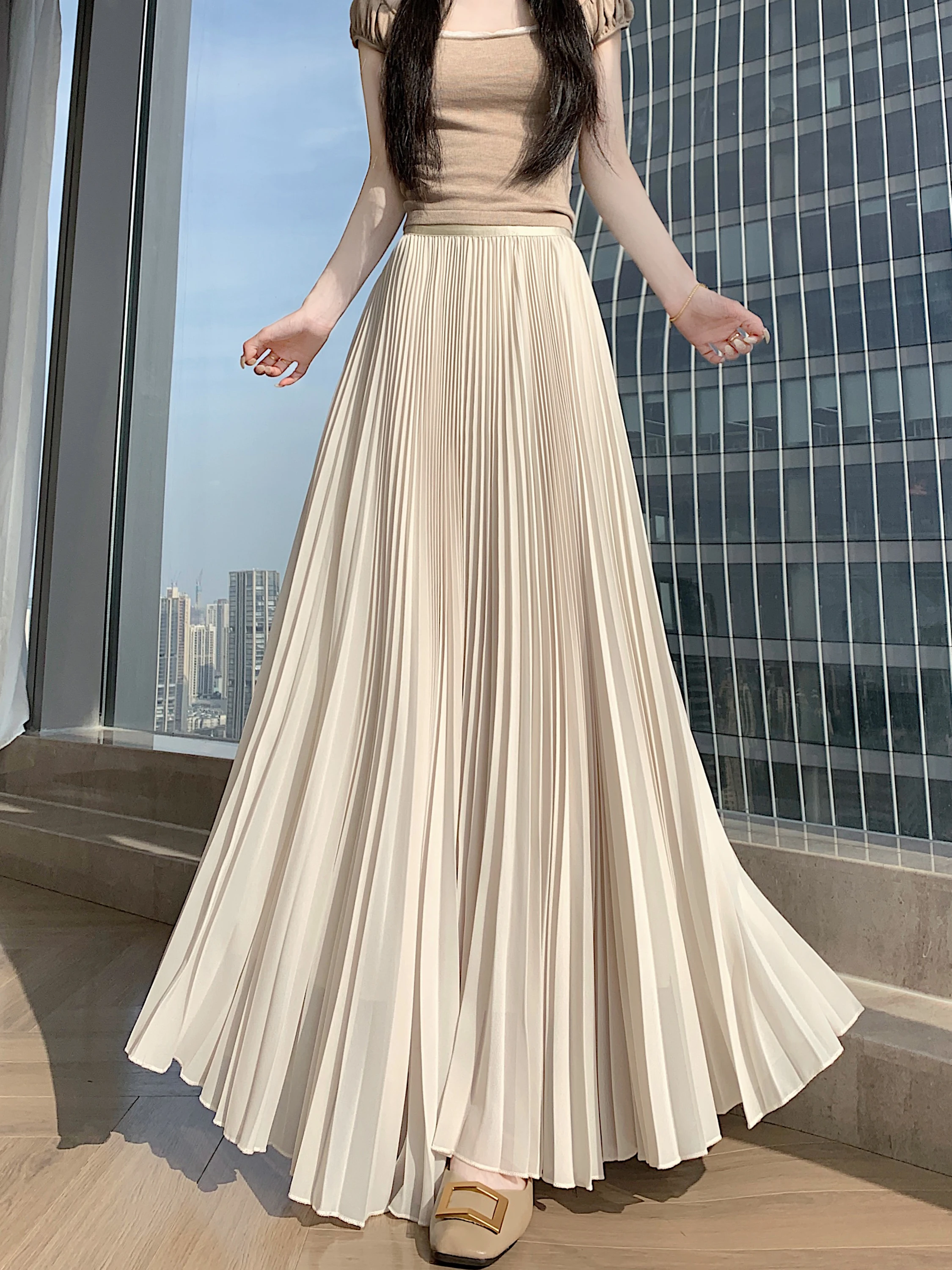 High Waist A-Line Skirt Women's Summer New Style Chiffon Pleated Midi Skirt Slimming Drapey Versatile Elastic Waist Skirt
High Waist A-Line Skirt Women's Summer New Style Chiffon Pleated Midi Skirt Slimming Drapey Versatile Elastic Waist Skirt