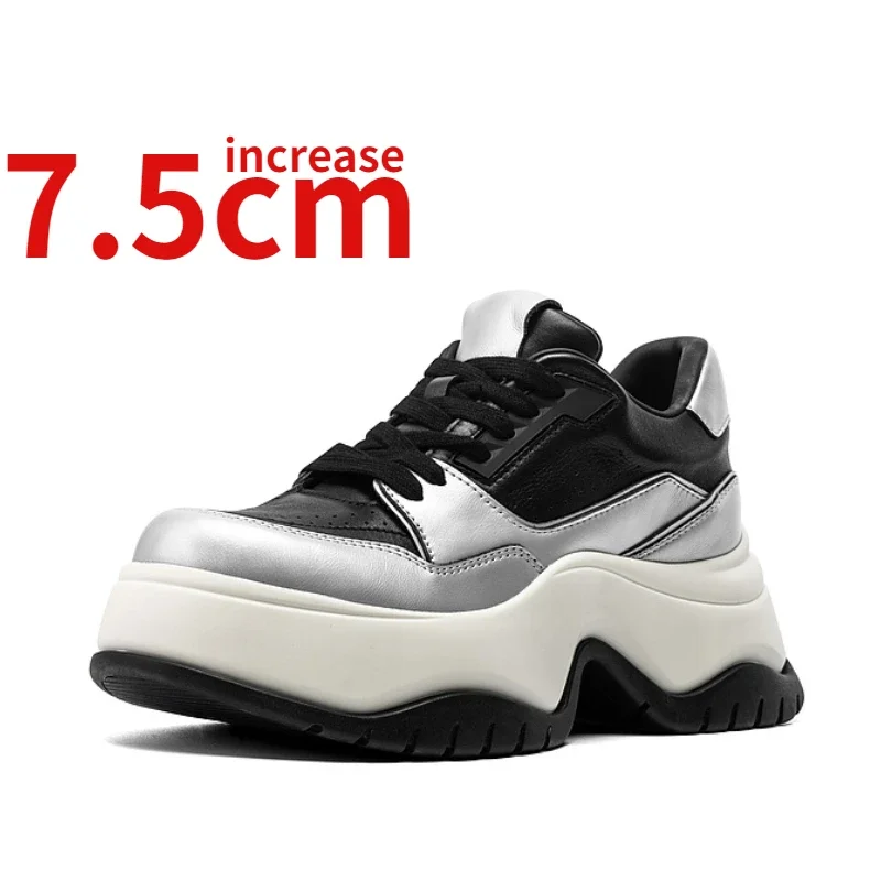 Panda Elevator Shoes for Women Increase 7.5cm Spring Breathable Genuine Leather Sports Casual Shoes Comfortable White Skateboard
Panda Elevator Shoes for Women Increase 7.5cm Spring Breathable Genuine Leather Sports Casual Shoes Comfortable White Skateboard