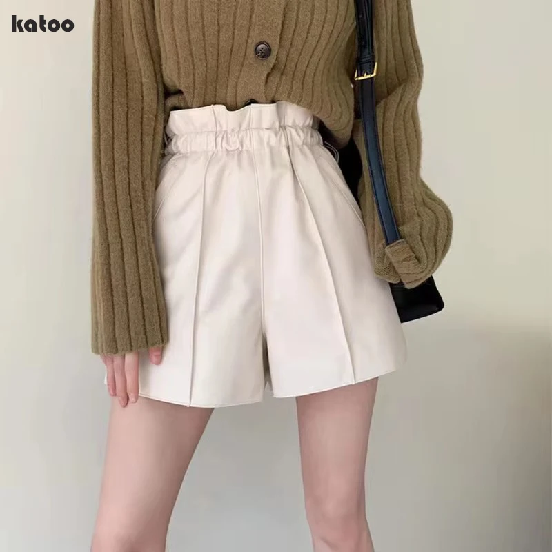 Leather Shorts for Women Elastic Waist Drawstring Pleated Pocket Fashion Flower Bud Pants Sheepskin White Pantalones Cortos
Leather Shorts for Women Elastic Waist Drawstring Pleated Pocket Fashion Flower Bud Pants Sheepskin White Pantalones Cortos