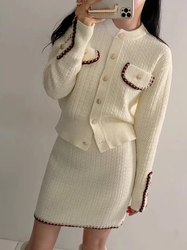 Inspired Knitted Sweater Set Women's ort Sve Long Sve Outerwear Top f Skirt Autumn Faion Ensemble
Inspired Knitted Sweater Set Women's ort Sve Long Sve Outerwear Top f Skirt Autumn Faion Ensemble