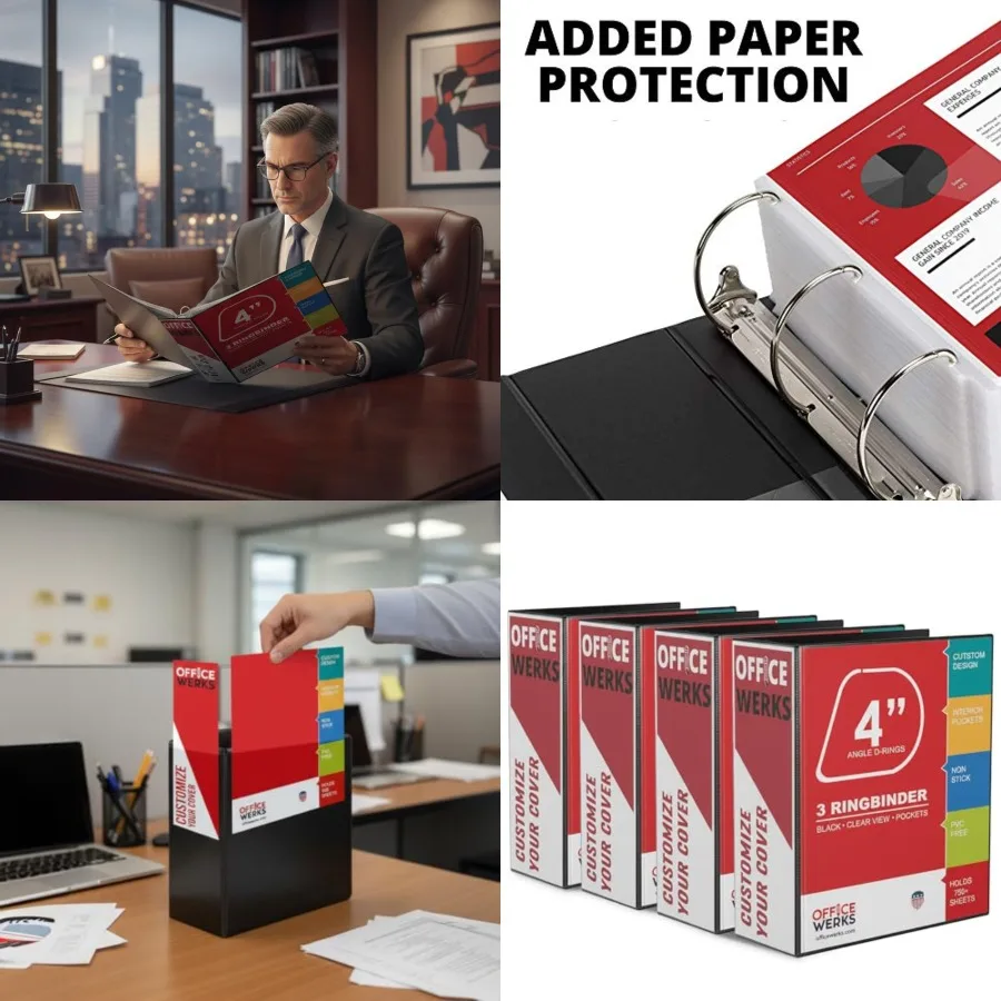 4 Inch D-Ring Binder, 3 Ring Heavy Duty 4 Pack - Holds 800 Sheets, Crystal Clear View Presentation Binder with 2 Pockets for 8.
4 Inch D-Ring Binder, 3 Ring Heavy Duty 4 Pack - Holds 800 Sheets, Crystal Clear View Presentation Binder with 2 Pockets for 8.