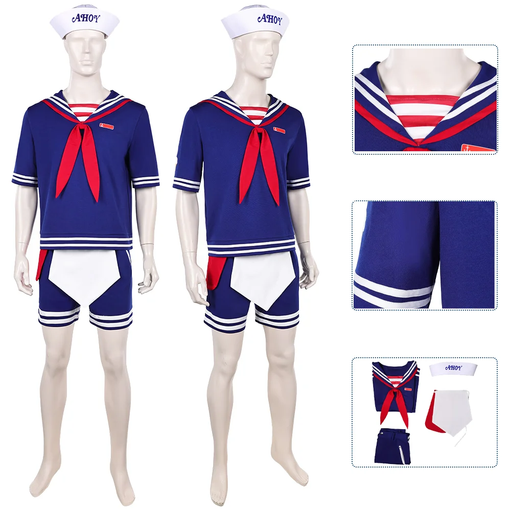 TV Stranger Steve Harrington Cosplay Costume Navy Uniform Top Hat Suit Halloween Carnival Party Outfit Uniform Disguise Dress Up
TV Stranger Steve Harrington Cosplay Costume Navy Uniform Top Hat Suit Halloween Carnival Party Outfit Uniform Disguise Dress Up