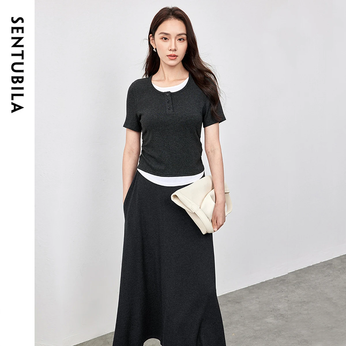 SENTUBILA 2 Piece Skirt Sets Women 2025 Spring Summer Patchwork 2 in 1 T-shirt A-line Knitted New in Matching Sets 152Z59213
SENTUBILA 2 Piece Skirt Sets Women 2025 Spring Summer Patchwork 2 in 1 T-shirt A-line Knitted New in Matching Sets 152Z59213