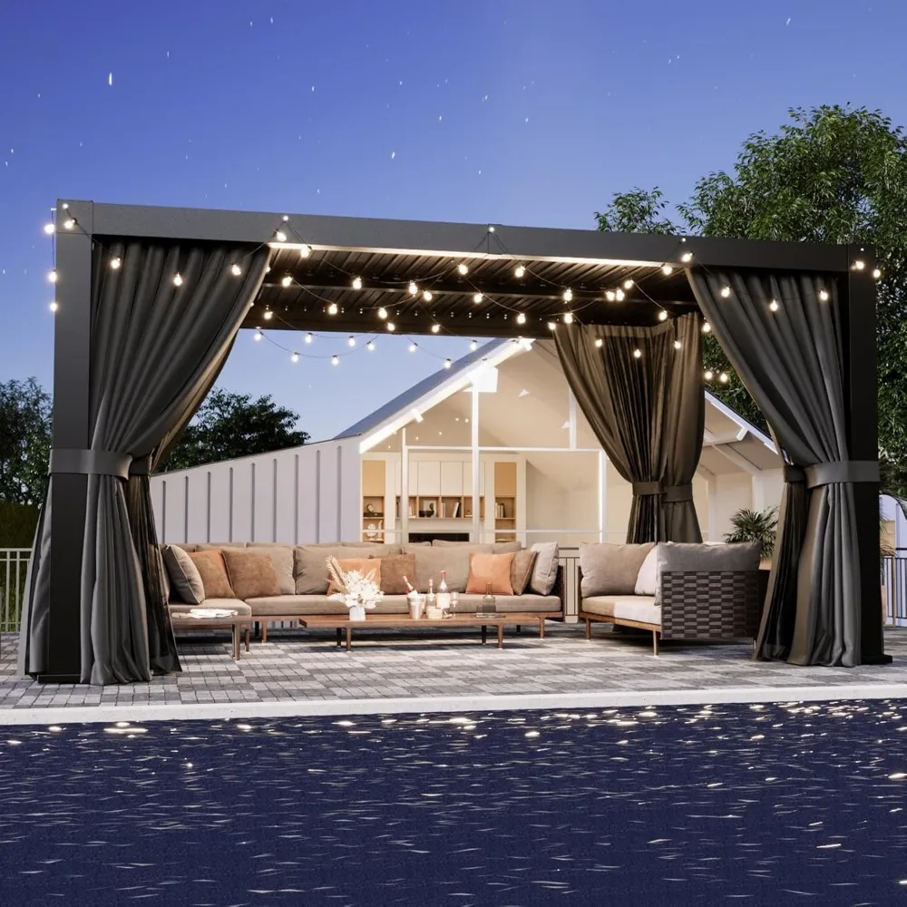 Outdoor Aluminum Pergola with Adjustable Top for Decks, Gardens and Backyards, Gray
Outdoor Aluminum Pergola with Adjustable Top for Decks, Gardens and Backyards, Gray