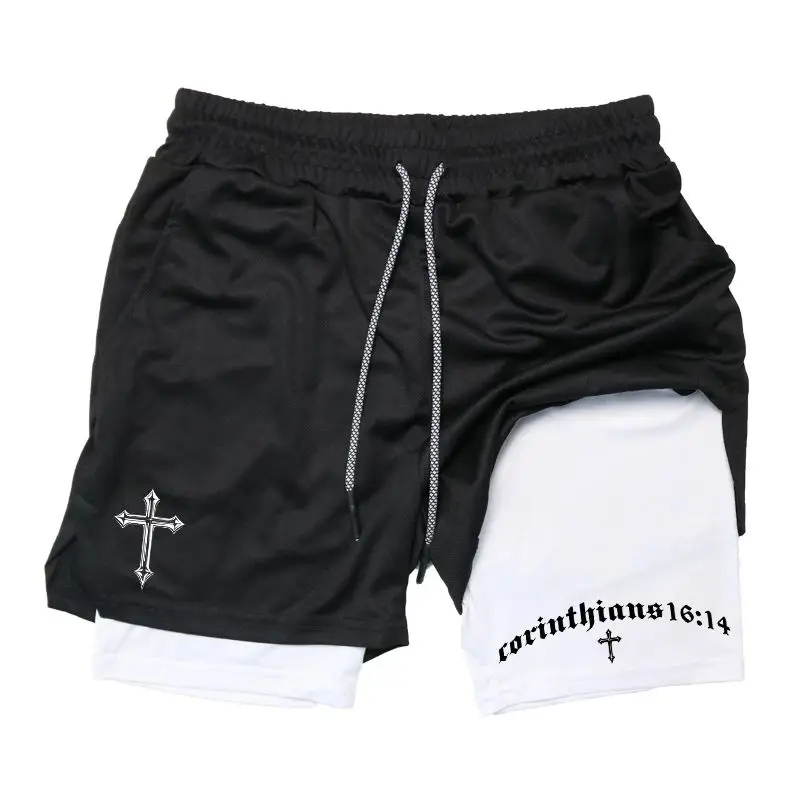 Bible Cross Print 2025 New European and American Men's Two-in-one Double-layer Shorts Fitness Training Pants Beach Pants
Bible Cross Print 2025 New European and American Men's Two-in-one Double-layer Shorts Fitness Training Pants Beach Pants