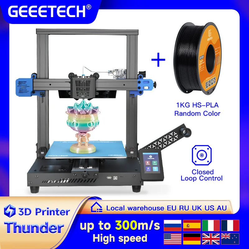 Высокоскоростной FDM 3D-принтер GEEETECH Thunder, до 300 мм/с, высокоточная печать, автоматическое выравнивание, 250*250*260 мм
Высокоскоростной FDM 3D-принтер GEEETECH Thunder, до 300 мм/с, высокоточная печать, автоматическое выравнивание, 250*250*260 мм