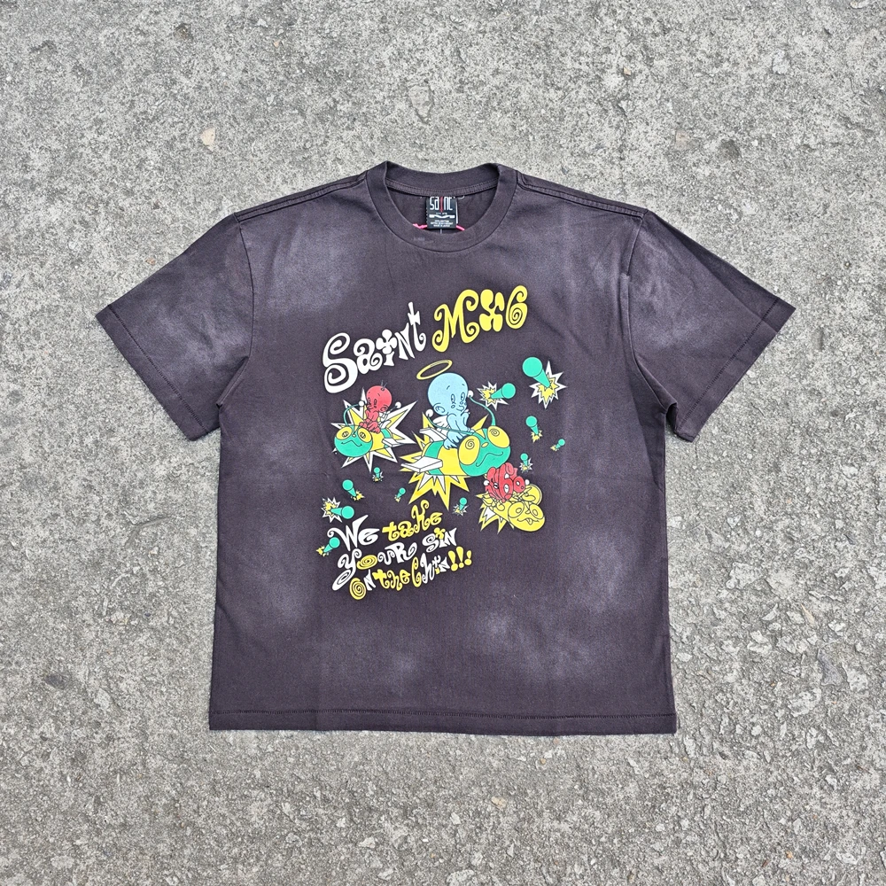 Yao Fashion Saint OF Michael Casual High Quality Tee Tops Baggy Loose Vintage T Shirt Graphics Print High Street T Shirt For Men
Yao Fashion Saint OF Michael Casual High Quality Tee Tops Baggy Loose Vintage T Shirt Graphics Print High Street T Shirt For Men