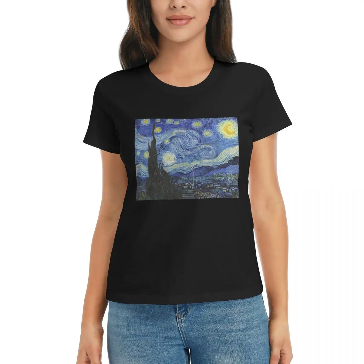 Women T-Shirt Starry Night - Vincent Van Gogh Summer Short Sleeve Tees Round Neck Cotton T Shirts Clothes Tops Streetwear
Women T-Shirt Starry Night - Vincent Van Gogh Summer Short Sleeve Tees Round Neck Cotton T Shirts Clothes Tops Streetwear