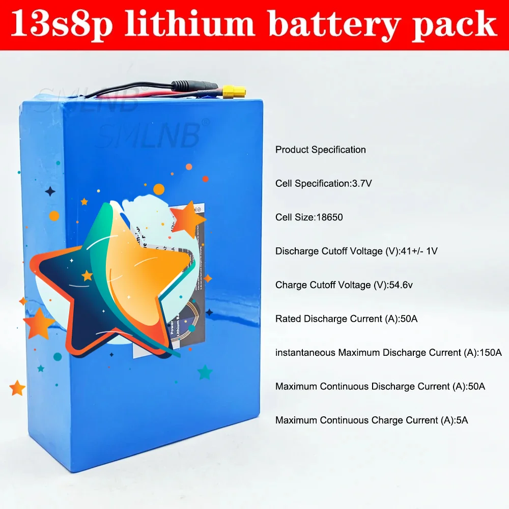 18650 13S8P battery pack 48V 30000mAh lithium 2000W electric bicycle battery 50A with BMS+54.6V 2A charger
18650 13S8P battery pack 48V 30000mAh lithium 2000W electric bicycle battery 50A with BMS+54.6V 2A charger