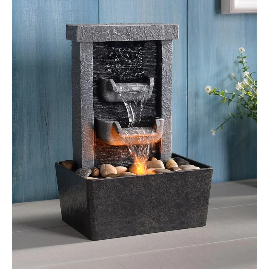 Indoor Waterfall Fountain 10.3" Tabletop Water Fountain with LED Lights and River Rocks Relaxing Home Office Decor
Indoor Waterfall Fountain 10.3" Tabletop Water Fountain with LED Lights and River Rocks Relaxing Home Office Decor