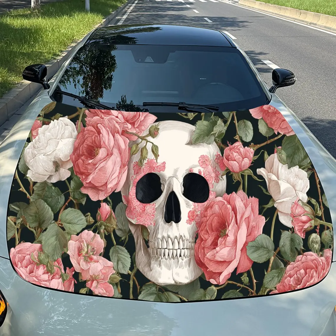 Gothic Skull & Pink Rose Wonder PVC Car Engine Hood Vinyl Wraps, Self-Adhesive Waterproof Car Hood Decal Sticker, Car Decoration
Gothic Skull & Pink Rose Wonder PVC Car Engine Hood Vinyl Wraps, Self-Adhesive Waterproof Car Hood Decal Sticker, Car Decoration