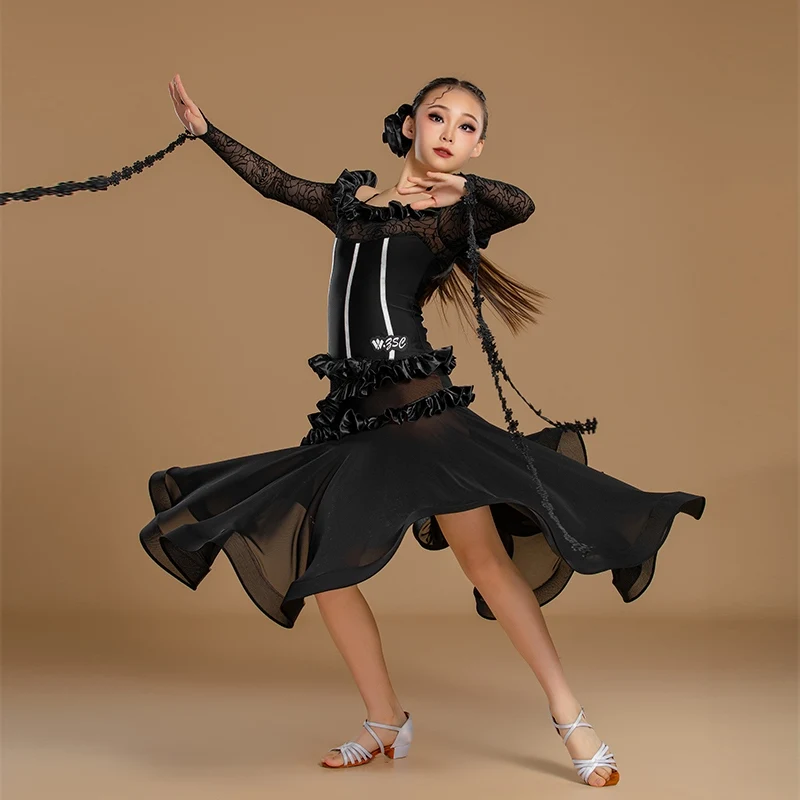 2025 Ballroom Dance Competition Clothing Girls Black Lace Mesh Dress Waltz National Standard Dance Modern Dance Dress DN20586
2025 Ballroom Dance Competition Clothing Girls Black Lace Mesh Dress Waltz National Standard Dance Modern Dance Dress DN20586