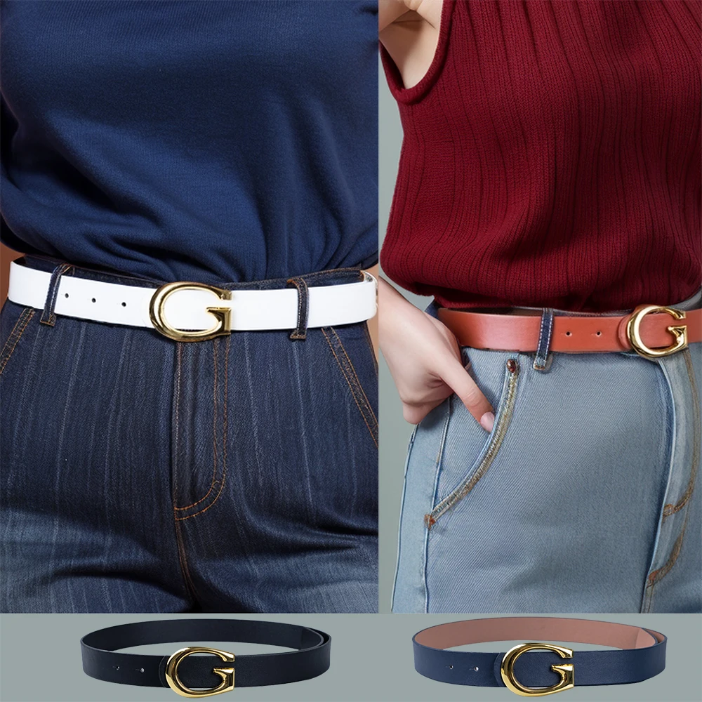 Women's Letter G Gold Buckle Fashion Casual Versatile Waist Decorate belts For Ladies Accessories Wear out Jeans Dress Clothing
Women's Letter G Gold Buckle Fashion Casual Versatile Waist Decorate belts For Ladies Accessories Wear out Jeans Dress Clothing