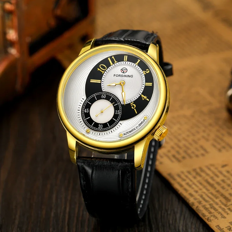 FORSINING 8226 New Automatic Movement Two Dial Waterproof Luminous Leather Fashion Mechanical Watches for Man Reloj Hombre
FORSINING 8226 New Automatic Movement Two Dial Waterproof Luminous Leather Fashion Mechanical Watches for Man Reloj Hombre