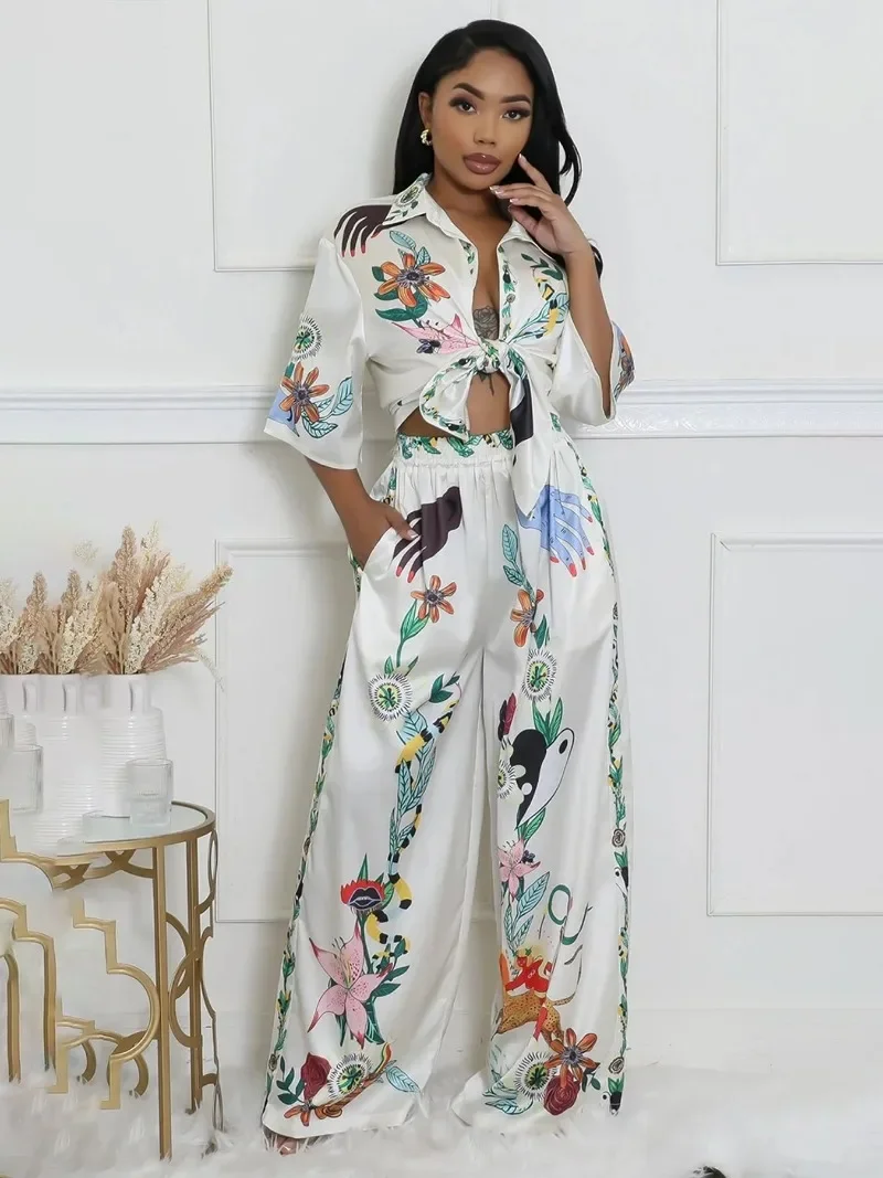 GUWU Beach Printed Fashion Women's Set Short Sleeve Blouses and Wide Leg Pants Summer Two 2 Piece Set Outfit Tracksuit
GUWU Beach Printed Fashion Women's Set Short Sleeve Blouses and Wide Leg Pants Summer Two 2 Piece Set Outfit Tracksuit