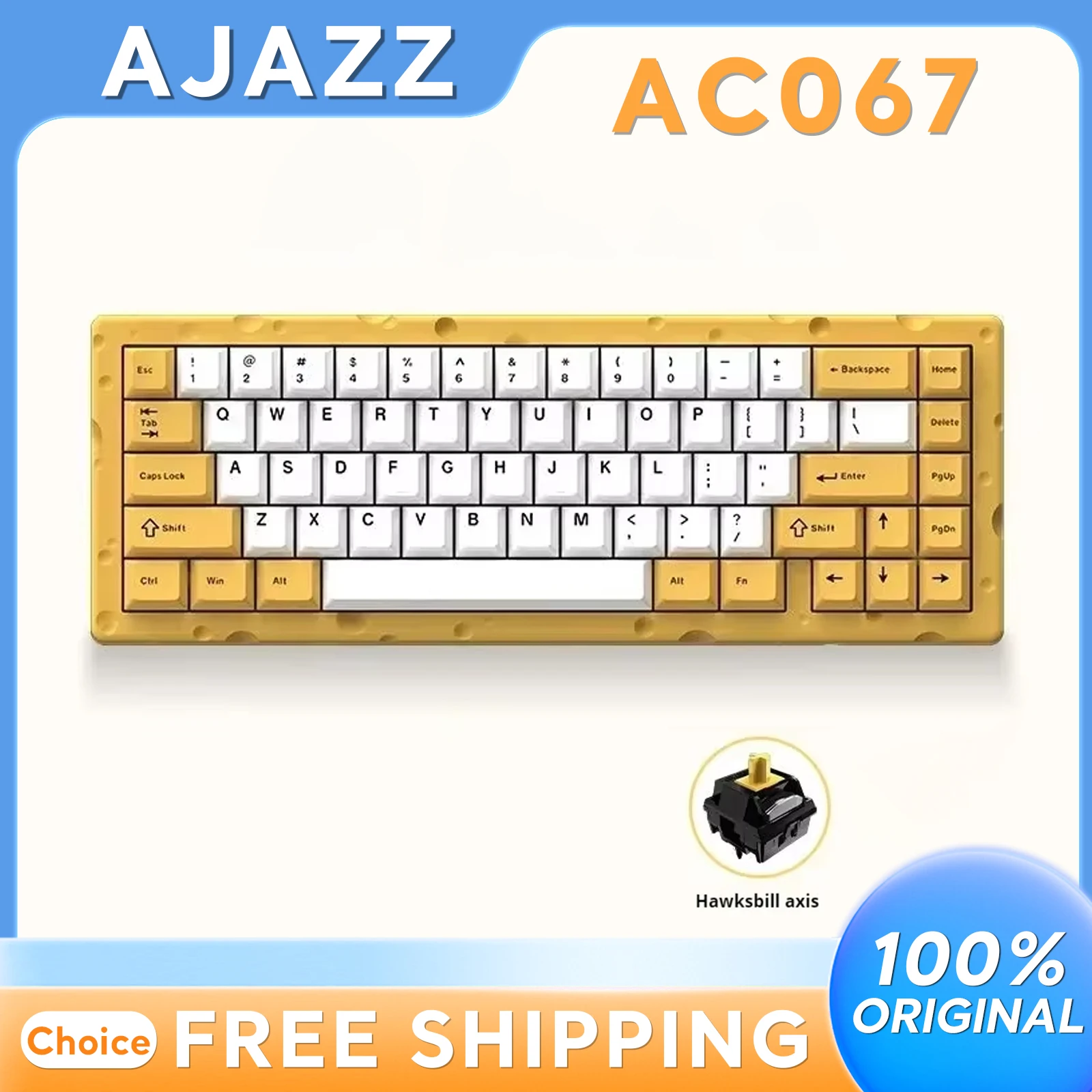 AJAZZ AC067 Сырная тема, игровой механический контроллер клавиатуры, алюминиевый кусок с ЧПУ, эргономичная индивидуальная прокладка для киберспорта, горячая вилка
AJAZZ AC067 Сырная тема, игровой механический контроллер клавиатуры, алюминиевый кусок с ЧПУ, эргономичная индивидуальная прокладка для киберспорта, горячая вилка