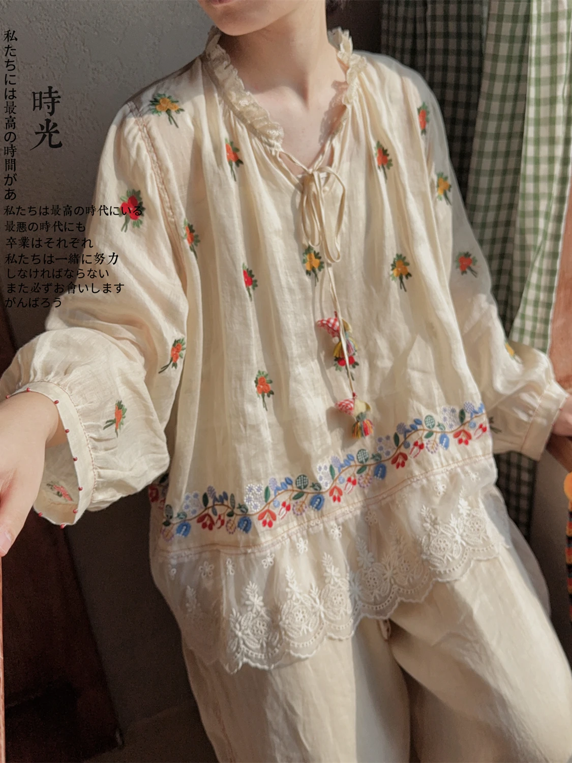 TIYIHAILEY Spring Summer Ramie Tops For Women Long Lantern Sleeve Tees Thin Embroidery Beige Shirt Wide Leg Pants Set Ladies
TIYIHAILEY Spring Summer Ramie Tops For Women Long Lantern Sleeve Tees Thin Embroidery Beige Shirt Wide Leg Pants Set Ladies