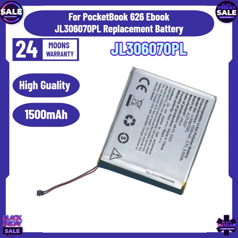New High-Quality 3.7V 1500mAh Battery for PocketBook 626 Ebook PB626 JL306070PL Replacement Battery
New High-Quality 3.7V 1500mAh Battery for PocketBook 626 Ebook PB626 JL306070PL Replacement Battery