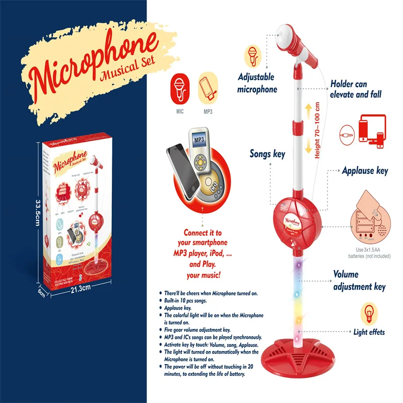 Children's microphone amplification music microphone with stand mini simulation karaoke baby singing toy
Children's microphone amplification music microphone with stand mini simulation karaoke baby singing toy