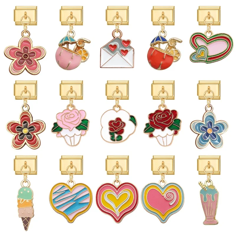 Pink Red Flower Rose Gold Color Pendant Italian Charm Links Stainless Steel Fit 9mm Italian Bracelet DIY Jewelry
Pink Red Flower Rose Gold Color Pendant Italian Charm Links Stainless Steel Fit 9mm Italian Bracelet DIY Jewelry
