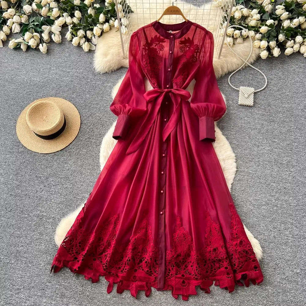 Elegant Summer Office Dress 2026 Women Long Sleeve Embroidery Shirt Casual Loose Single Breasted Lace up Chiffon
Elegant Summer Office Dress 2026 Women Long Sleeve Embroidery Shirt Casual Loose Single Breasted Lace up Chiffon