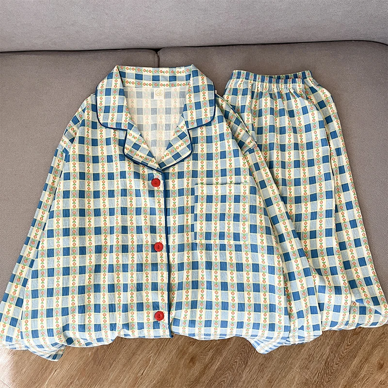 Винтажный клетчатый полосатый пижамный комплект с цветочным принтом, топ с длинными рукавами и брюки с эластичной резинкой на талии, женская одежда для сна и домашняя одежда, новые пижамы
Винтажный клетчатый полосатый пижамный комплект с цветочным принтом, топ с длинными рукавами и брюки с эластичной резинкой на талии, женская одежда для сна и домашняя одежда, новые пижамы