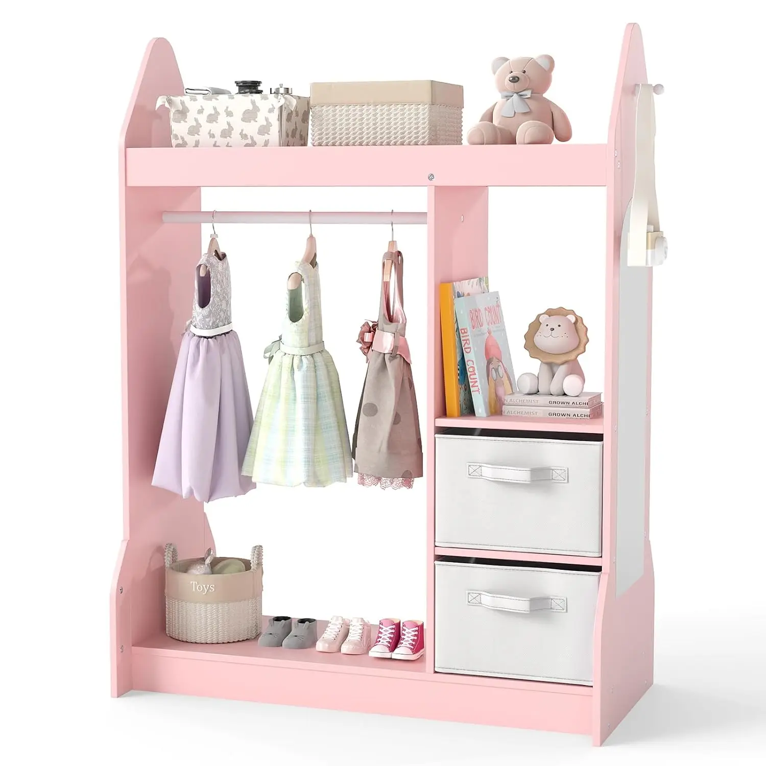 Kids Dress up Storage Mirror Wooden Wardrobe w/ Bins Hanging Armoire Pretend Play Bedroom Playroom 3+ Years, Customized
Kids Dress up Storage Mirror Wooden Wardrobe w/ Bins Hanging Armoire Pretend Play Bedroom Playroom 3+ Years, Customized