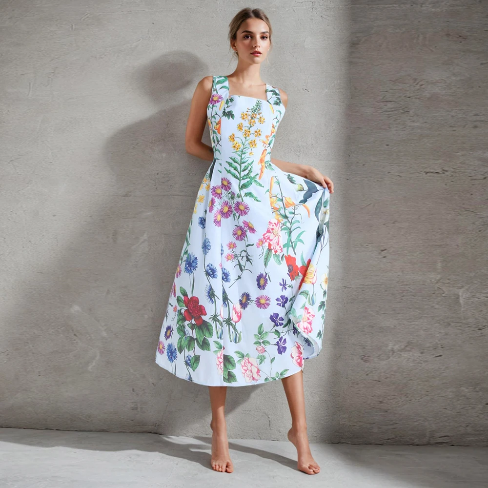 Patchwork Lace Up Print Dress For Women Square Collar Sleeveless High Waist Backless Vintage Colorblock Dresses Female
Patchwork Lace Up Print Dress For Women Square Collar Sleeveless High Waist Backless Vintage Colorblock Dresses Female