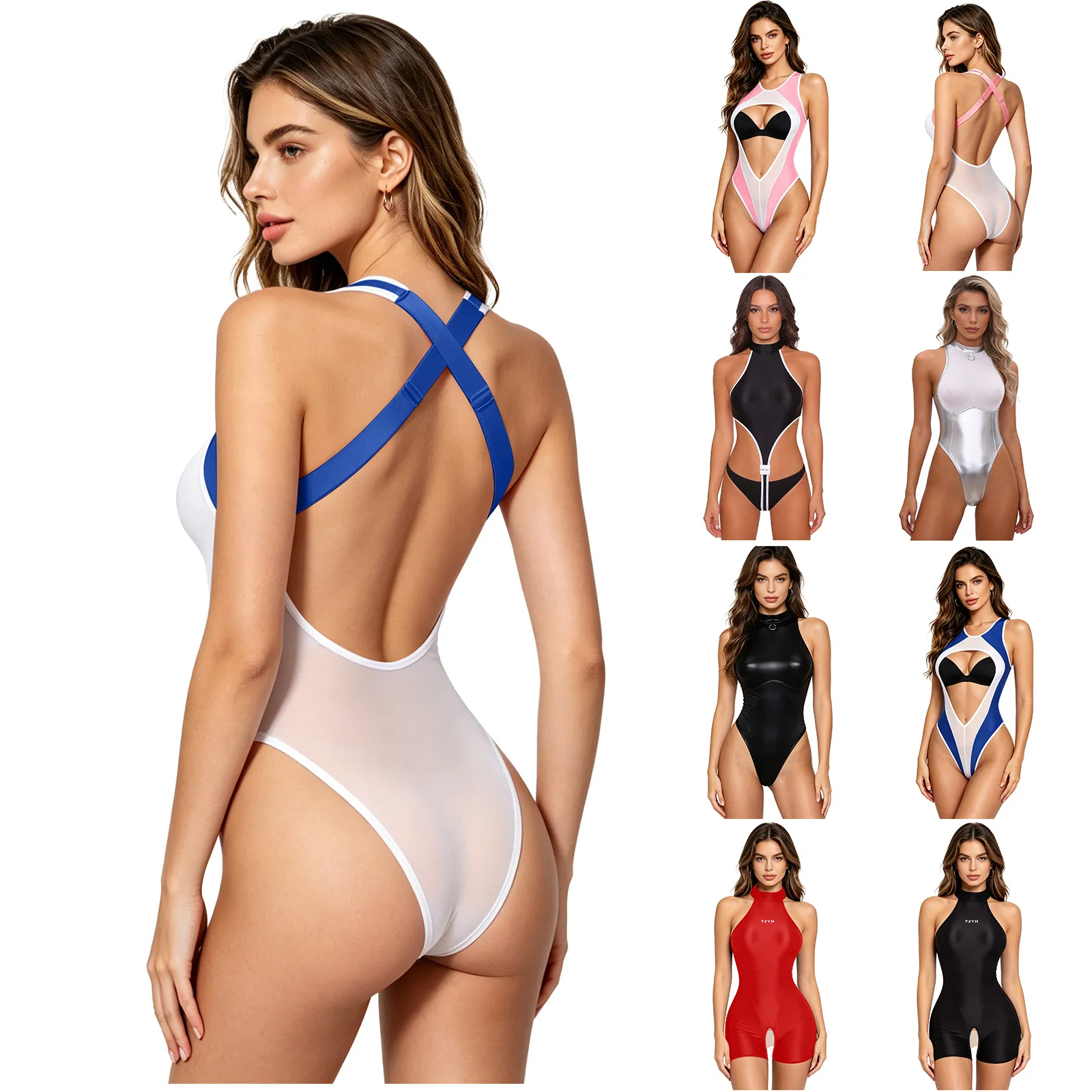 Womens Sexy One Piece Swimsuit Color Block Hollow Out High Cut Bathing Suit See Through Bodysuit Micro Monokini Beachwear
Womens Sexy One Piece Swimsuit Color Block Hollow Out High Cut Bathing Suit See Through Bodysuit Micro Monokini Beachwear