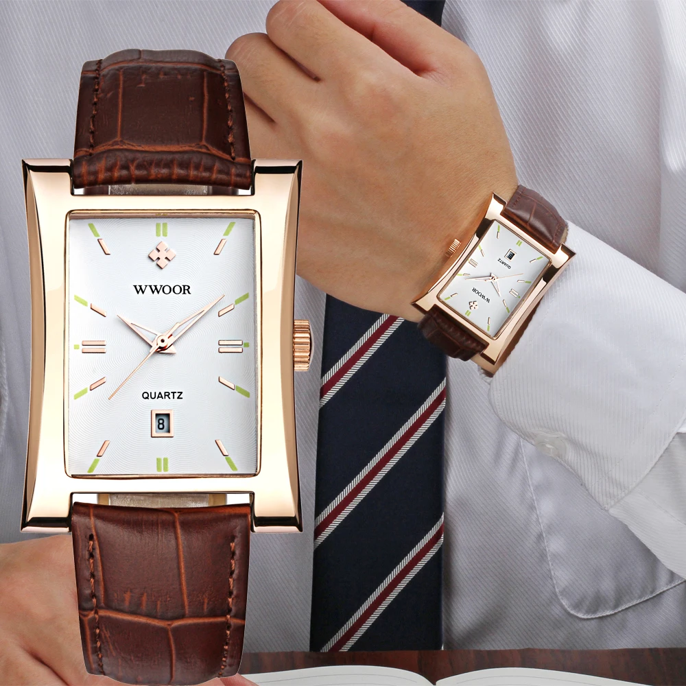 WWOOR Top Brand Classic Luxury Men's Watch Square Leather Strap Quartz Clock Waterproof Luminous Date Watch For Men
WWOOR Top Brand Classic Luxury Men's Watch Square Leather Strap Quartz Clock Waterproof Luminous Date Watch For Men