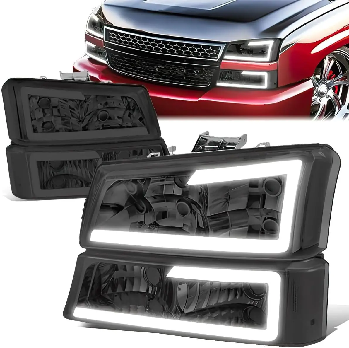 Светодиодные фары DRL в сборе с набором ламп бампера, совместимые с Chevy Silverado 1500 2500 3500 03-07, совместимые с 03-06
Светодиодные фары DRL в сборе с набором ламп бампера, совместимые с Chevy Silverado 1500 2500 3500 03-07, совместимые с 03-06