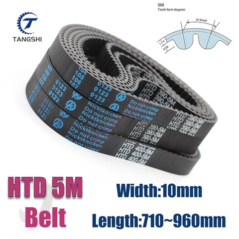 HTD 5M Rubber Closed Loop Timing Belt Width 10mm Length 5M-710 715 720 725 730 735 740 745 750 755 760 765 770 775 780 785~960mm