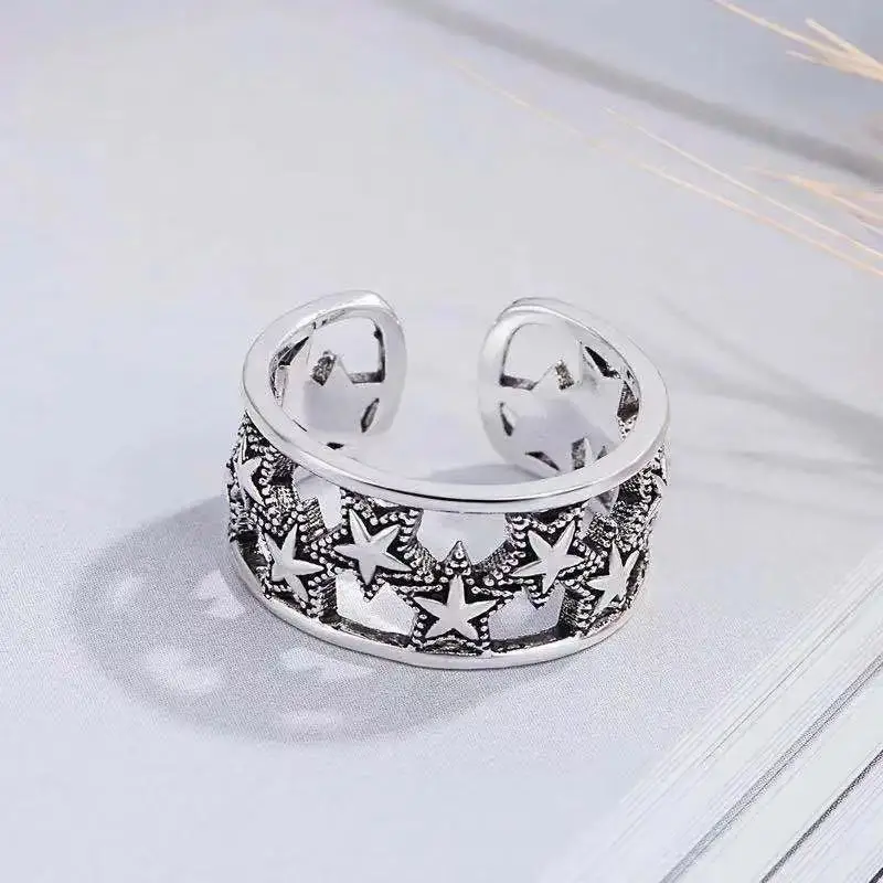 925 Silver Retro Old Hollowed Out Star Ring Female Trendy Personalised Fashion Punk Style Hot Top1
925 Silver Retro Old Hollowed Out Star Ring Female Trendy Personalised Fashion Punk Style Hot Top1