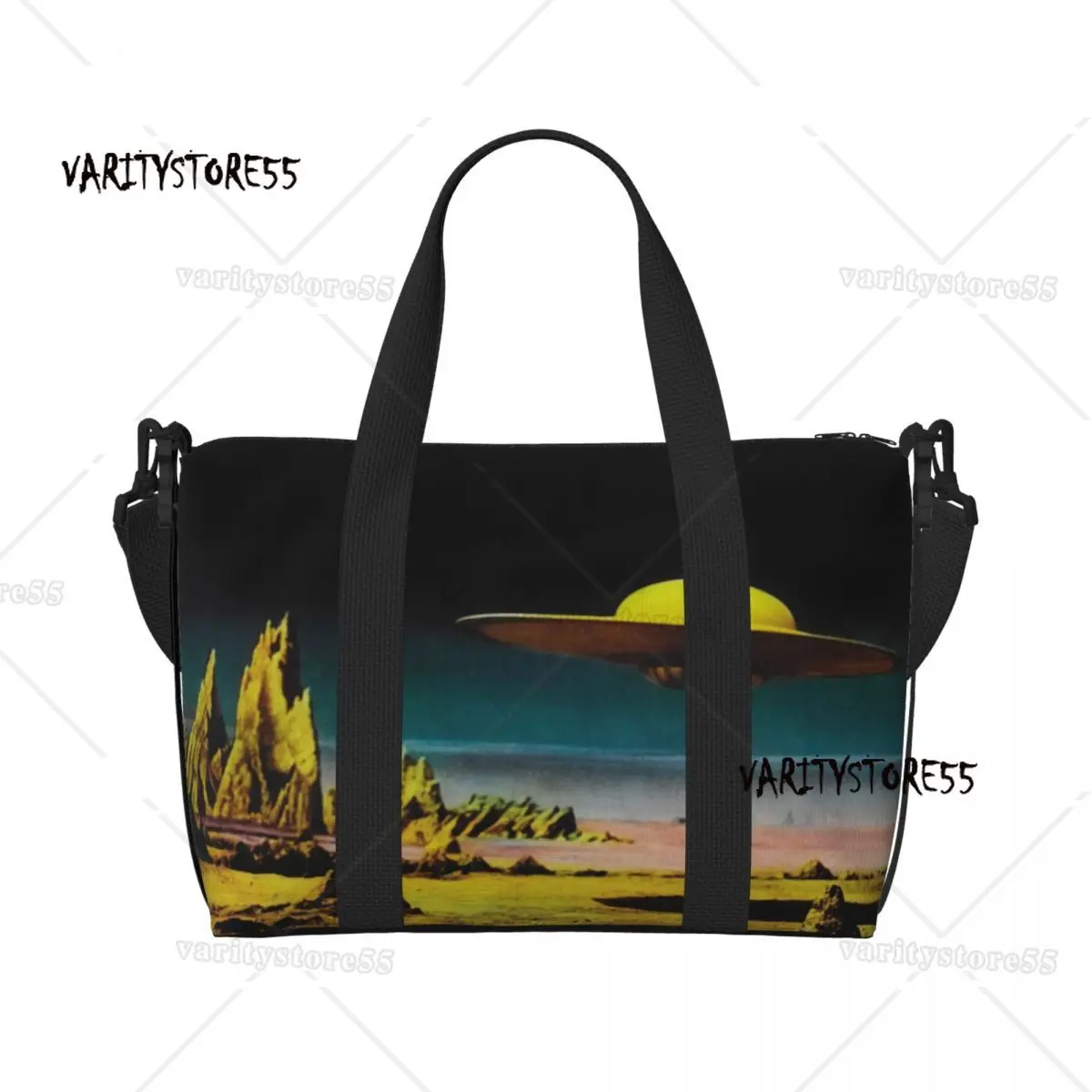 Custom Vintage Sci Fi UFO Flying Saucer Tote Bag Women Large Capacity Aliens Space Gym Beach Shoulder Travel Bag
Custom Vintage Sci Fi UFO Flying Saucer Tote Bag Women Large Capacity Aliens Space Gym Beach Shoulder Travel Bag