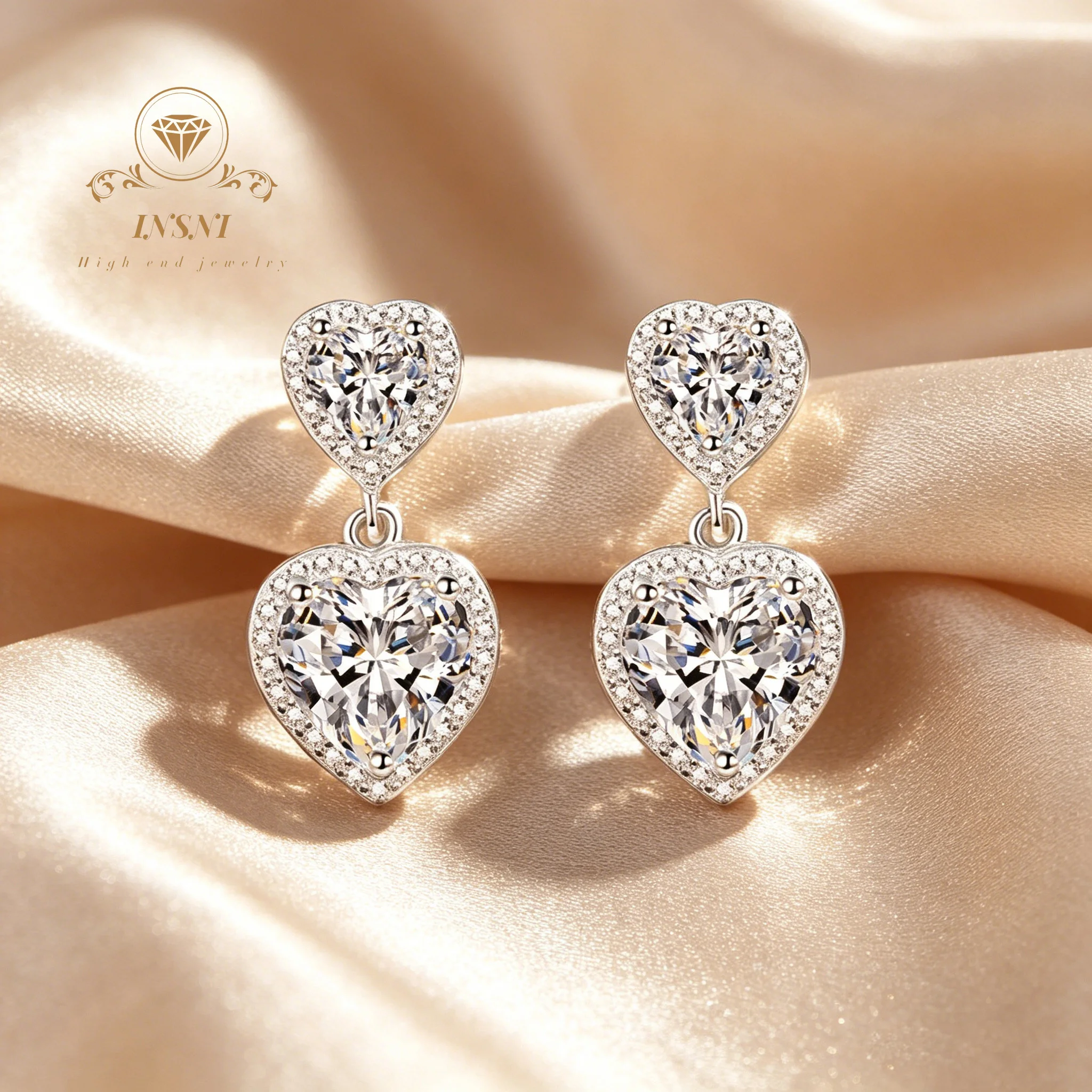 S925 Sterling Silver Moissanite Double Love Bag Earrings, Fresh, Sweet and Cute Earrings, Light Luxury Exquisite Gifts Jewelry
S925 Sterling Silver Moissanite Double Love Bag Earrings, Fresh, Sweet and Cute Earrings, Light Luxury Exquisite Gifts Jewelry
