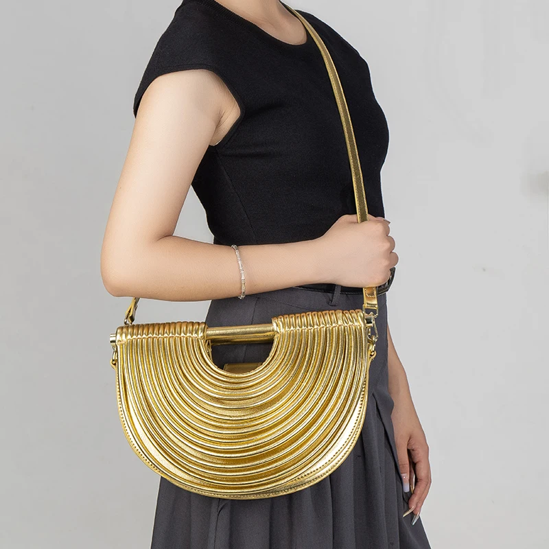 Handbags for Women New Gold Luxury Designer Brand Handwoven Noodle Bags Half Round Pulled Hobo Silver Evening Clutch 2025 Chic
Handbags for Women New Gold Luxury Designer Brand Handwoven Noodle Bags Half Round Pulled Hobo Silver Evening Clutch 2025 Chic