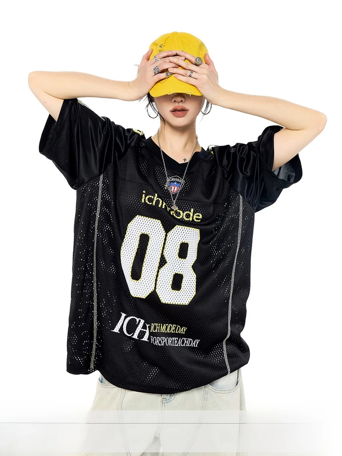 Ich Mode American Retro Hollow Short Sleeve T-Shirt Women Summer Sports Jersey Loose Casual Top Polyester Fiber round Neck
Ich Mode American Retro Hollow Short Sleeve T-Shirt Women Summer Sports Jersey Loose Casual Top Polyester Fiber round Neck