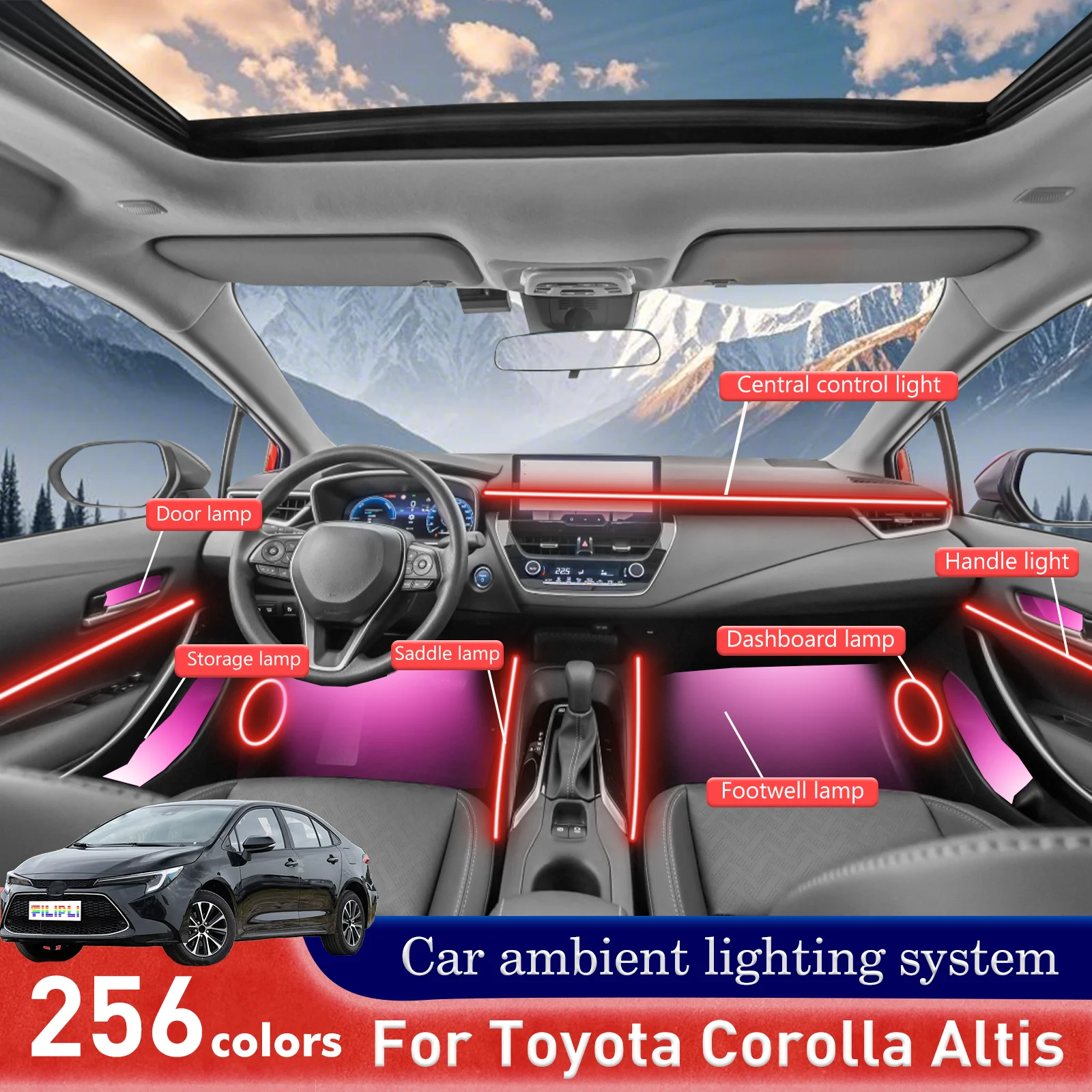 For Toyota Corolla Altis Smart Remote Control Car Interior Ambient Light RGB 64 Colors LED Energy Saving Efficient Lamp Kit
For Toyota Corolla Altis Smart Remote Control Car Interior Ambient Light RGB 64 Colors LED Energy Saving Efficient Lamp Kit