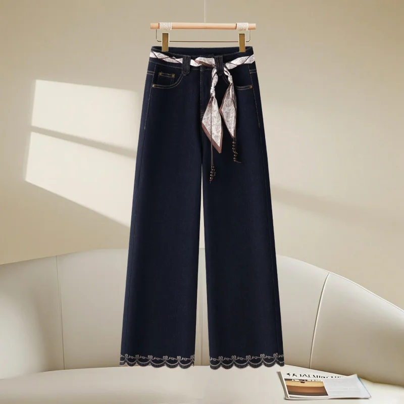 Dark Blue Washed Jeans for Women, Autumn Versatile Cuffed High Waist Loose Slimming Nine-point Wide-leg Pants
Dark Blue Washed Jeans for Women, Autumn Versatile Cuffed High Waist Loose Slimming Nine-point Wide-leg Pants