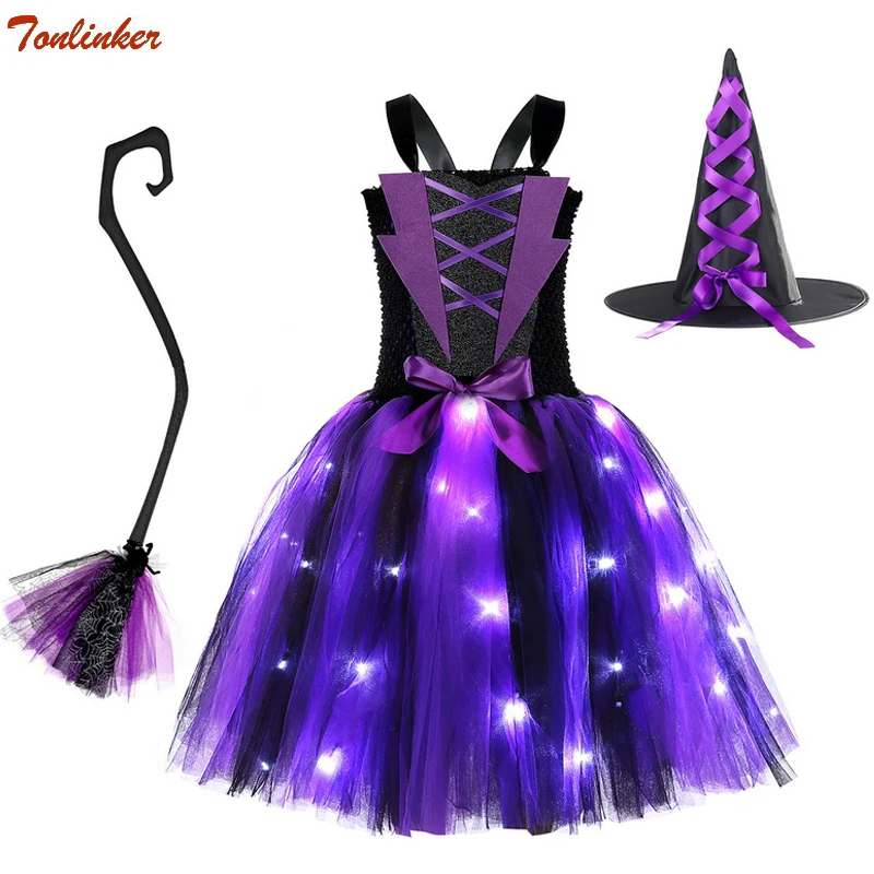 Girls Halloween LED Witch Dress Child Carnival Fancy Party Dresses Kids Performance Clothing Princess Costume
Girls Halloween LED Witch Dress Child Carnival Fancy Party Dresses Kids Performance Clothing Princess Costume