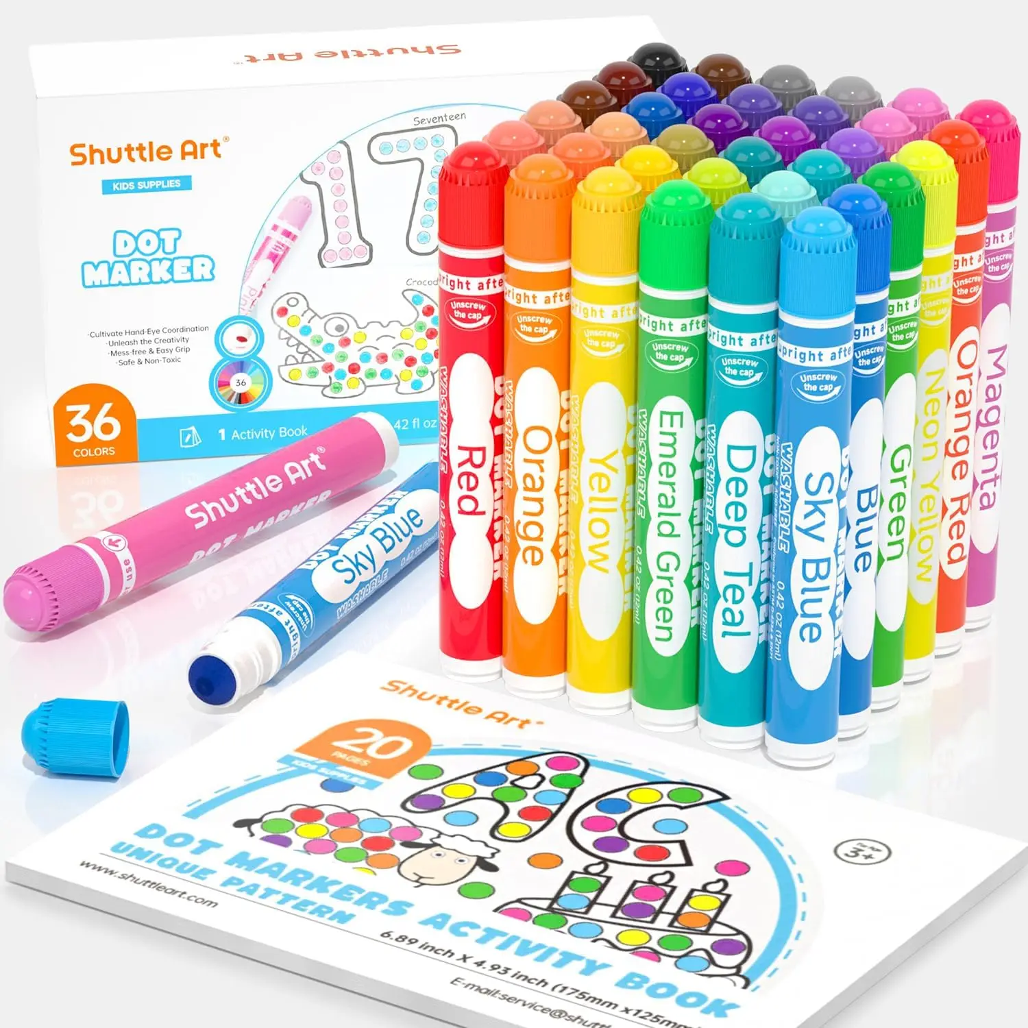 36 Colors Dot Markers with Activity Book, Washable & Non-Toxic Art Supplies for Toddlers
36 Colors Dot Markers with Activity Book, Washable & Non-Toxic Art Supplies for Toddlers