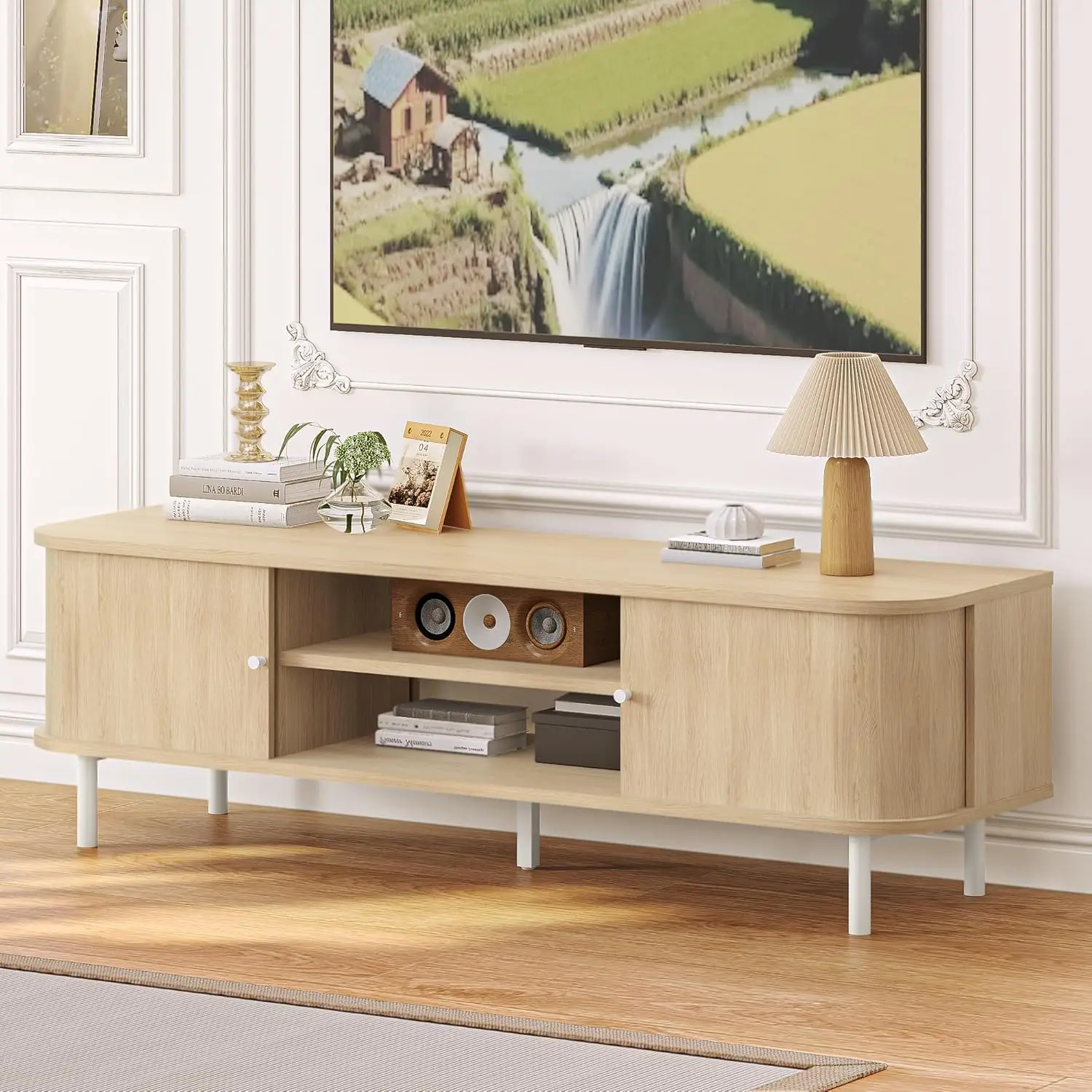 TV Stand for 65/60 Inch TV, Mid Century Modern TV Stand,Entertainment Center with Fluted Sliding Doors and Hidden, Custom
TV Stand for 65/60 Inch TV, Mid Century Modern TV Stand,Entertainment Center with Fluted Sliding Doors and Hidden, Custom